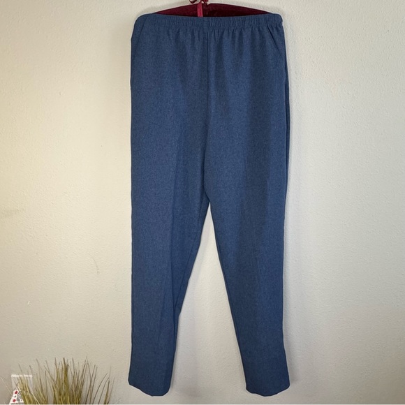 Lightweight blue and blackvery soft feel polyester trousers. W176 - Picture 2 of 9